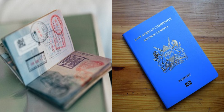 A photo collage featuring an approved Spanish visa alongside a Kenyan passport PHOTO|BLS,Techweez