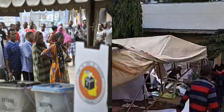 Live Blog: Protests Break Out In Tanzania During General Election A Collage Showing Tanzanians Standing In Line To Vote Alongside Images Of A Destroyed Polling Station. Photo/Human Rights Watch/I Am Chege