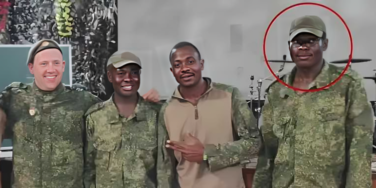 Last Call Ex-Kdf Soldier Made To Family Before Being Deployed To Frontline In Russia A Photo Of Ex-Kdf Officer Oscar Agolla And His Counterparts In Russia Photo/Screengrab Citizen Tv