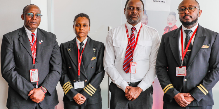 Captain Saviemaria Ondego Narrates Her Experience Flying Raila Odinga Home A Photo Of Saviamaria Ondego And Kenya Airways Crew That Flew The Body Of Raila Odinga On October 16 Photo/Kenya Airways
