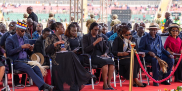 A Photo Of Raila Jr., Winnie Odinga, Mama Ida, And Rosemary Odinga During The State Funeral Of The Late Raila Odinga. Photo/Pcs
