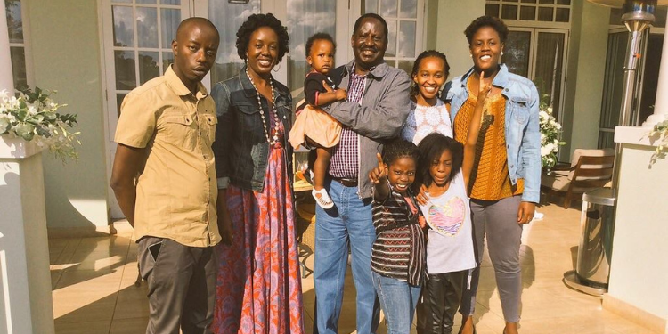 A photo of the late Former Prime Minister Raila Odinga with his children and grand children PHOTO/Raila Odinga Facebook