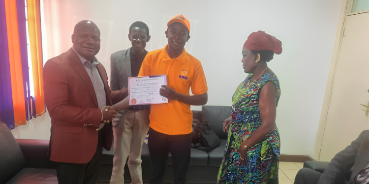 Kisa East Member Of County Assembly Aspirant, Isaiah Ayaya Receiving Nomination Certificate At Chnugwa House Photo/Odm