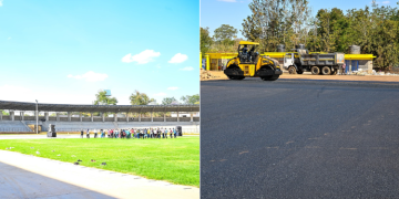 A Collage Of The Ithookwe Stadium In Kitui County And A Photo Showing Road Works Ahead Of The Mashujaa Day Celebrations On October 202, 2025.