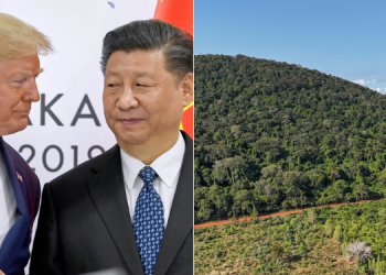 A Coolage Of President Donald Trump, Left, Shakes Hands With Chinese President Xi Jinping In Japan, June 29, 2019 And Mrima Hill. Photo/Susan Walsh (Ap)