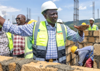President William Ruto Laying The Foundation In The Affordable Housing Project. Photo/Pcs