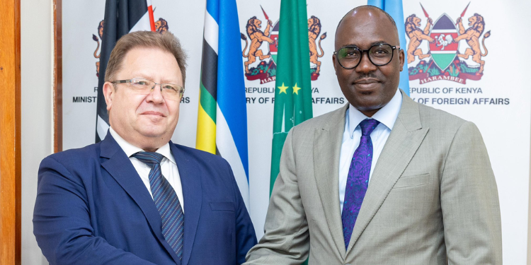 Foreign And Diaspora Affairs Principal Secretary Korir Sing’oei Hosted Russian Ambassador To Kenya, Vsevolod Tkachenko On Tuesday, October 7, 2025. Photo/Ps Korir