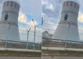 Ukrainian Drone Hits Russia Nuclear Power Plant Cooling Tower. Photo/ Rosenergoatom