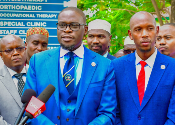 Nairobi Governor Johnson Sakaja With Chief Officer For Environment Geoffrey Mosiria (In Blue Suit) During A Past Event. Photo/Geoffrey Mosiria X.