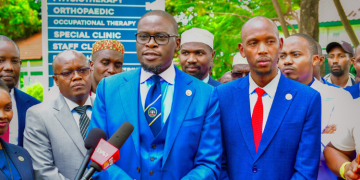 Nairobi Governor Johnson Sakaja With Chief Officer For Environment Geoffrey Mosiria (In Blue Suit) During A Past Event. Photo/Geoffrey Mosiria X.