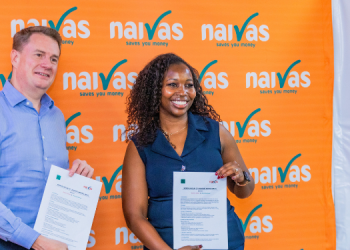 A Photo Of Naivas Ceo Andreas Von Paleske And Uber Eats General Manager Wangui Mbugua During The Launch Of Their Partnership On November 13,2025 Photo/Naivas
