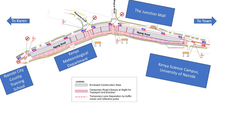 Kura Announces 20-Day Traffic Disruption On Major Road A Photo Showing A Detailed Map Of Traffic Disruption Along Ngong Road Photo/Kura