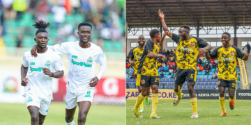 A Collage Of Gor Mahia Players (Left) And Murang'A Seal Players Celebrating During Past Matches.