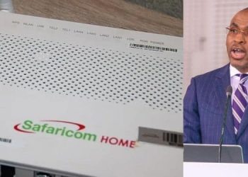 A Safaricom Home Router (Left) And Safaricom Ceo Peter Ndegwa (Right). Photo/ Safaricom.