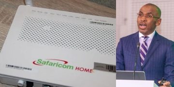 A Safaricom Home Router (Left) And Safaricom Ceo Peter Ndegwa (Right). Photo/ Safaricom.