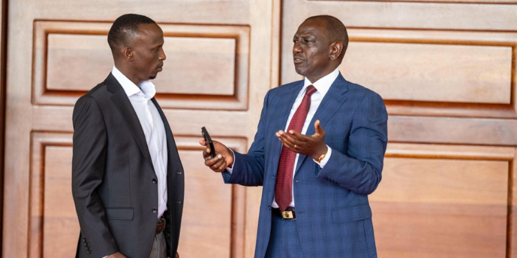 Ruto And Uda Baringo Aspirant Vincent Chemitei. Photo/Tkt